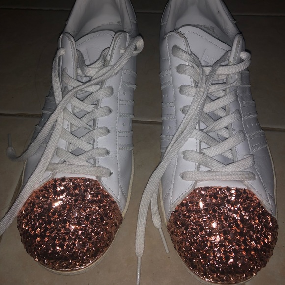 adidas superstar rose gold glitter